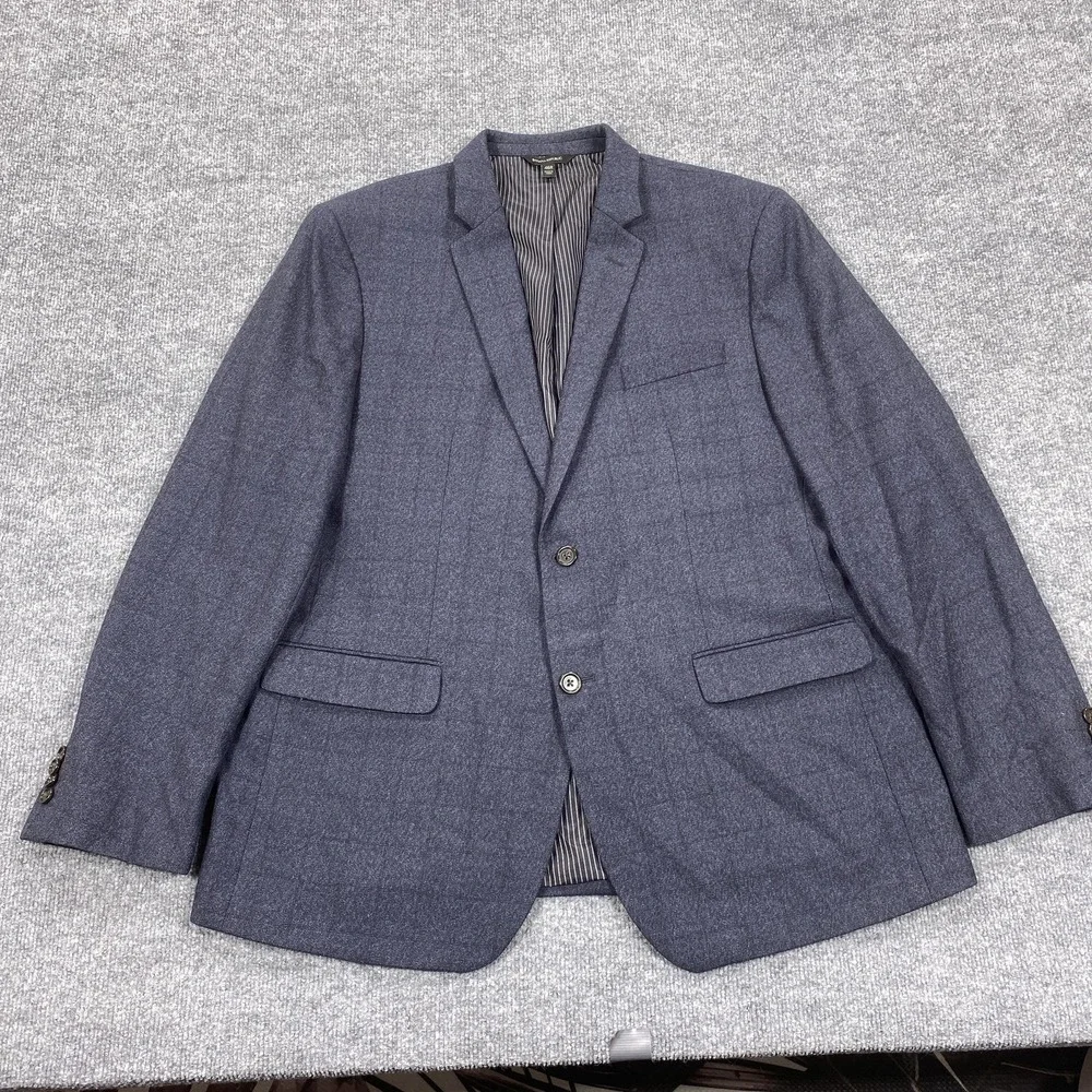 Banana Republic‎ Suit Jacket Mens 46R Blue Tweed Wool Polyester Two Button